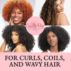 Camille Rose Guava whipped cream jar cap highlights curl definition and healthy shine.