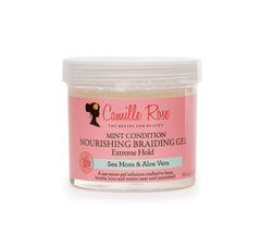 Camille Rose Mint Condition Braiding Gel bottle showing cooling scalp moisture benefits
