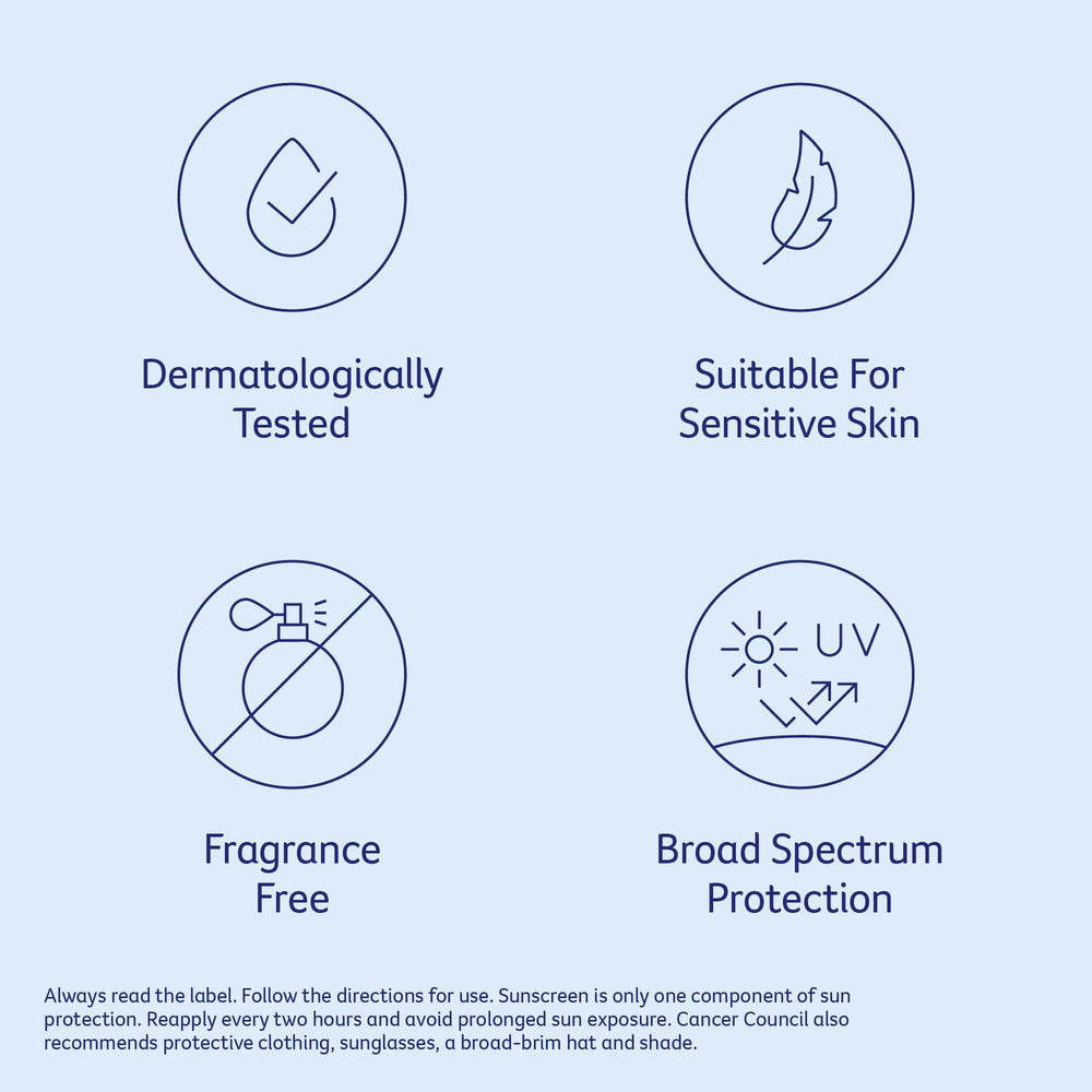 Cancer Council SPF50+ Day Wear enduring during activity, illustrating 4-hour water resistance.