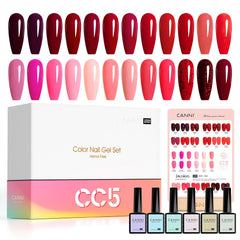 CANNI 30-pcs red gel nails set fire shade bottle lineup enhances vibrant nails