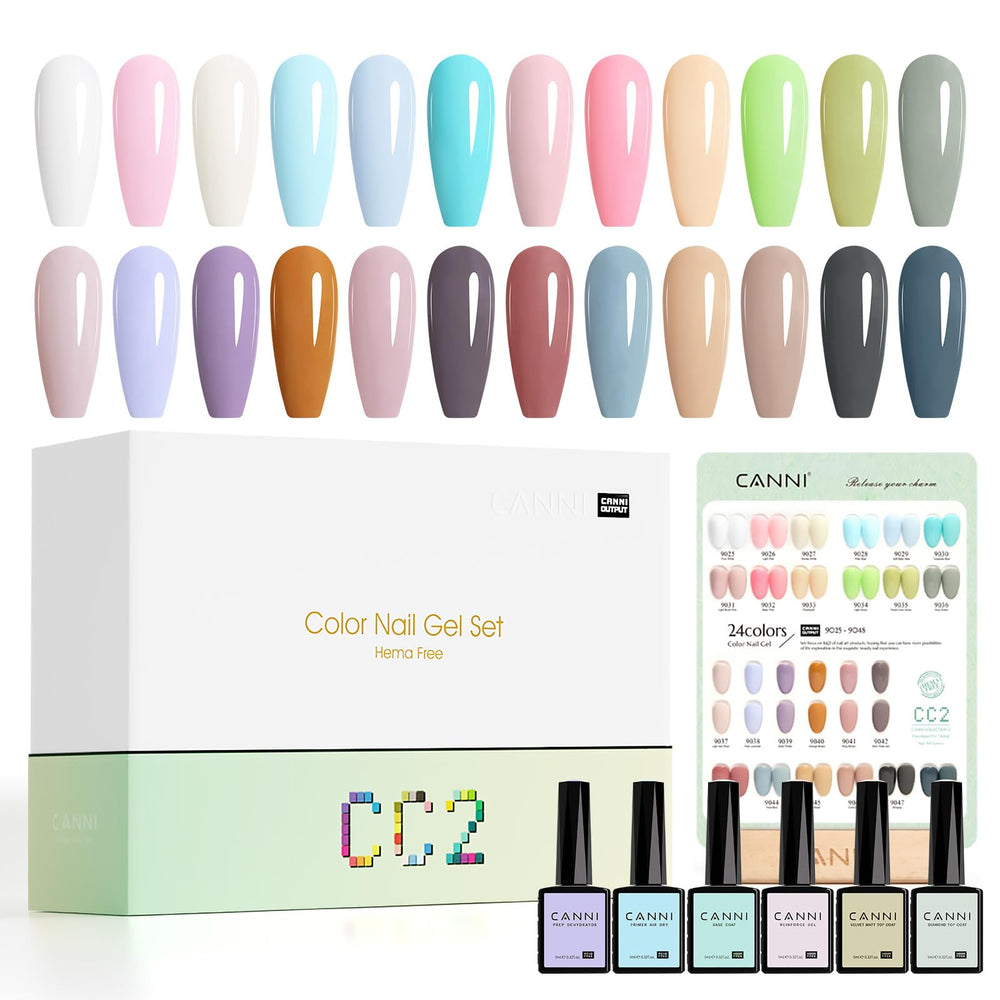 CANNI 30 colors palette box showcasing vibrant gel shades for spring and summer.