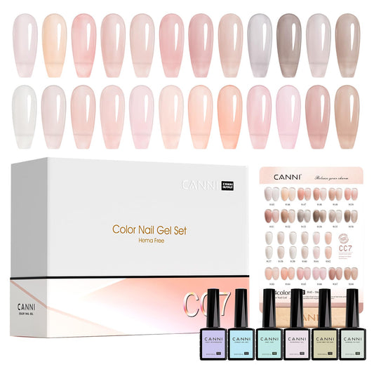 CANNI 30 jelly colors swatches showcasing versatile shades for French manicure looks.