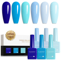 CANNI blue gel nail polish bottle closeup showing baby royal light blue shade for easy color matching
