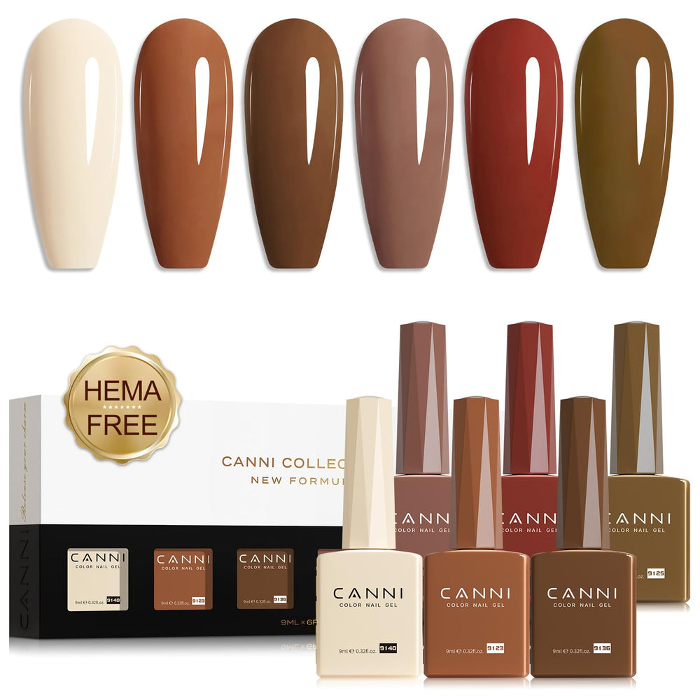 CANNI Brown Nude gel bottle beige swatch for precise color matching in home manicures.