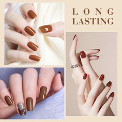 CANNI Brown Nude gel bottle khaki swatch for versatile winter nails.