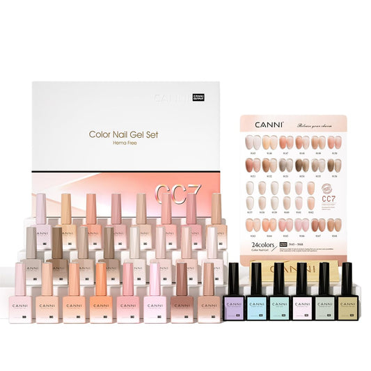 CANNI CC7 jelly gel set shows 30 colors for at-home manicure exploration.