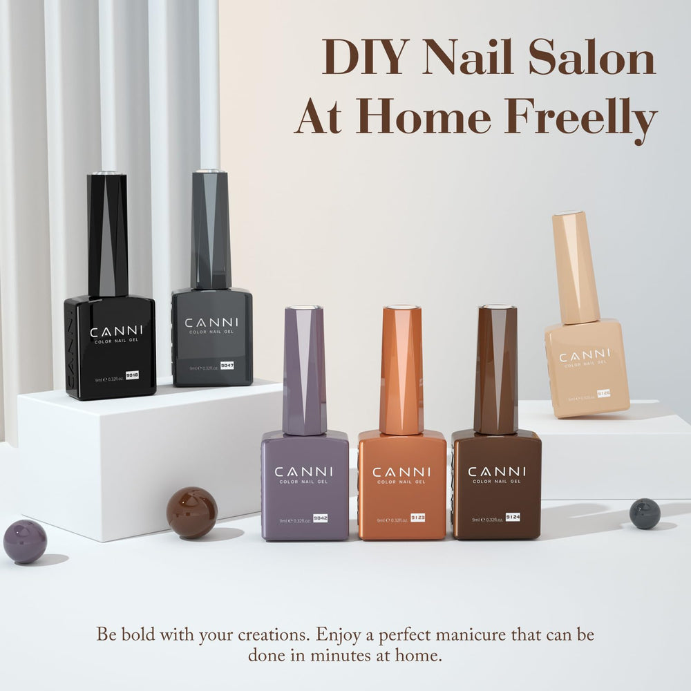 CANNI gel nail polish set with 3D crystal label close-up for premium look
