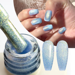 CANNI green glitter gel polish swatch for playful vibes