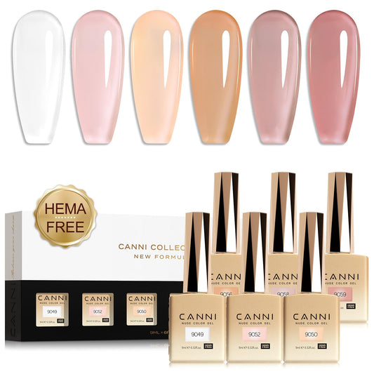 CANNI Jelly Gel Nail Polish Set with six colors for French manicure.