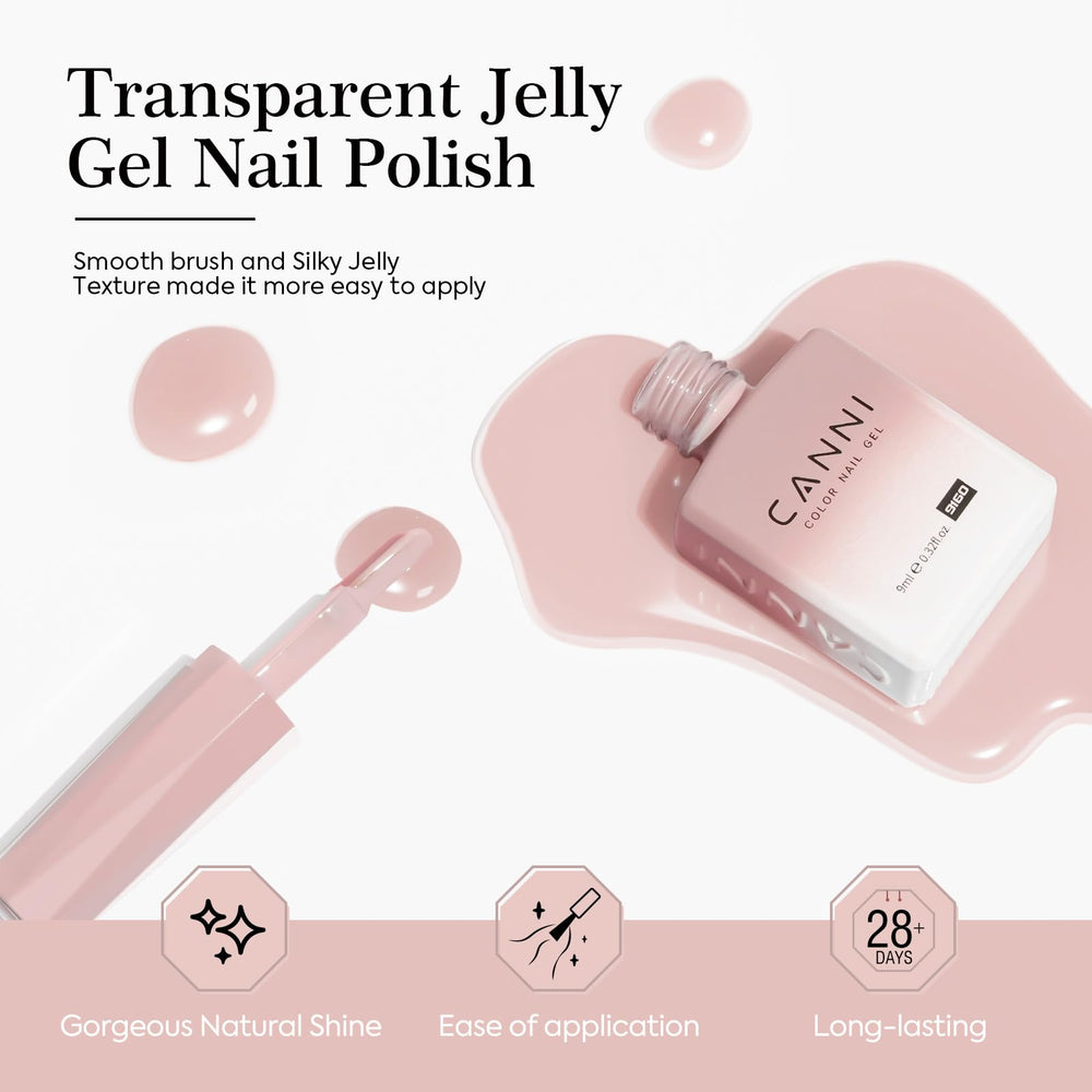 CANNI Jelly Nude Pink gel application brush enables smooth, even coats