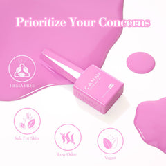 CANNI pink gel nail polish light pink bottle close-up for soak-off removal ease.