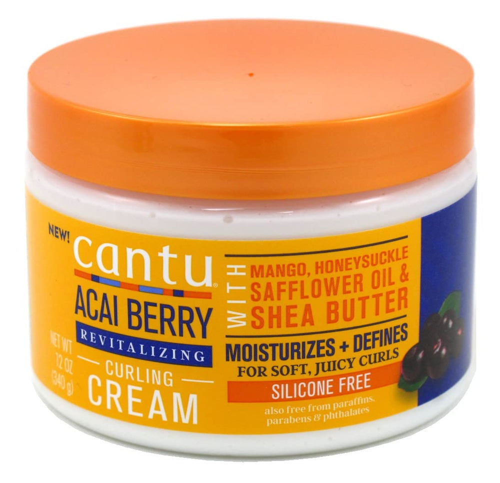 Cantu Acai Berry Curling Cream on soft curls with lasting definition.