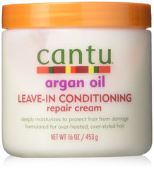 Cantu Argan Oil Leave-In Conditioner Repair Cream 16oz bottle boosts moisture for silky hair