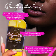 Canvas Beauty Body Drops Siamo damp skin after shower for renewed softness.