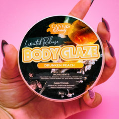 Canvas Beauty Body Glaze Drunken Peach skin glow after application.
