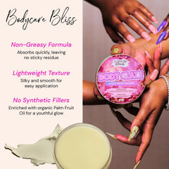 Canvas Beauty Body Glaze label close-up featuring oils for nourishing skin