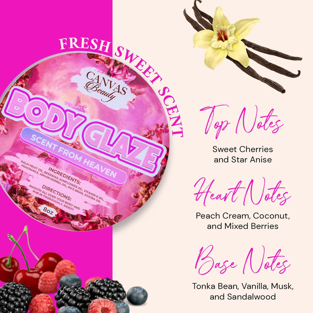 Canvas Beauty Body Glaze texture swatch highlights silky, non-greasy shine