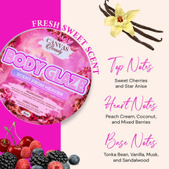 Canvas Beauty Body Glaze texture swatch highlights silky, non-greasy shine