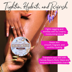 Canvas Beauty Kreampuff Body Glaze jar open signals indulgent self-care.