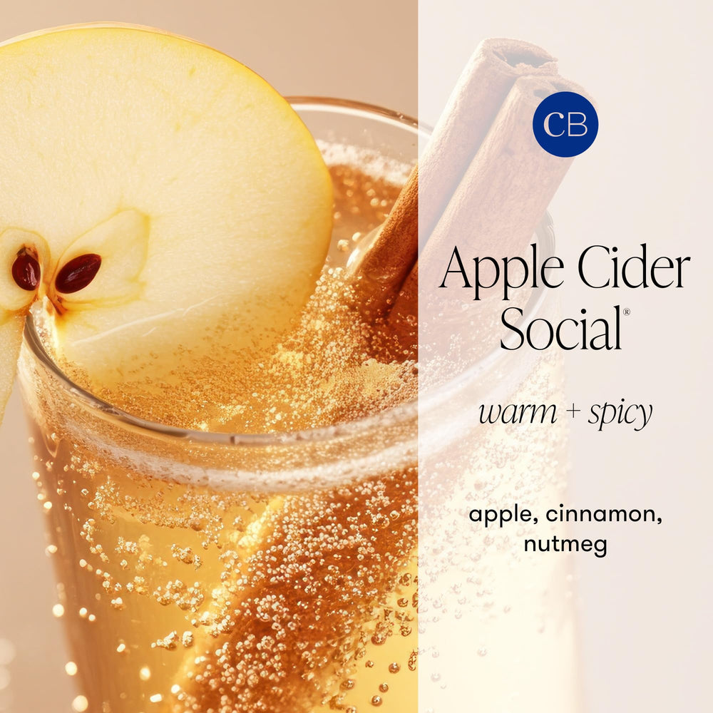 Capri Blue Apple Cider Social label close-up showing fragrance notes