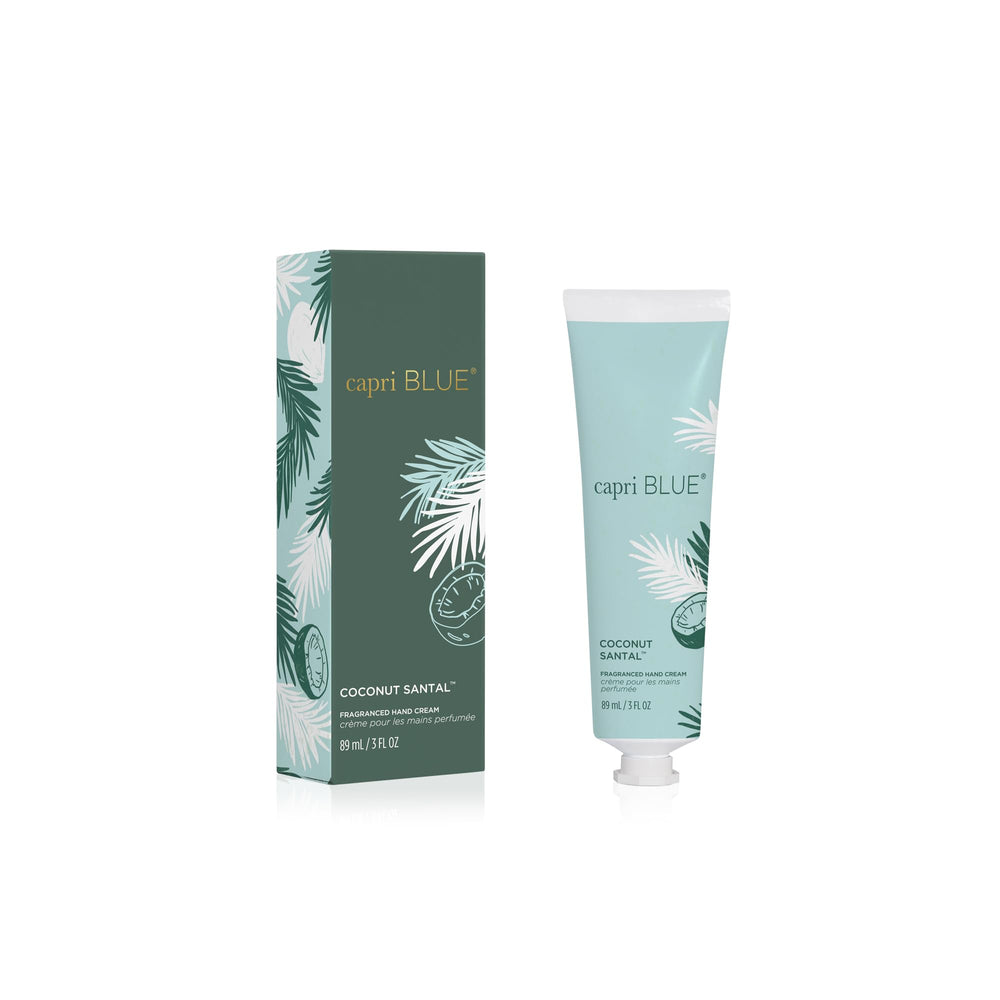 Capri Blue Flora Edit hand cream travel tube with Coconut Santal for on-the-go hydration