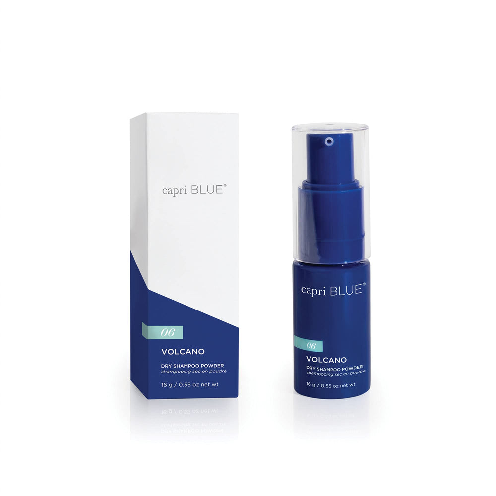 Capri Blue Volcano Dry Shampoo Powder bottle for on-the-go refresh.