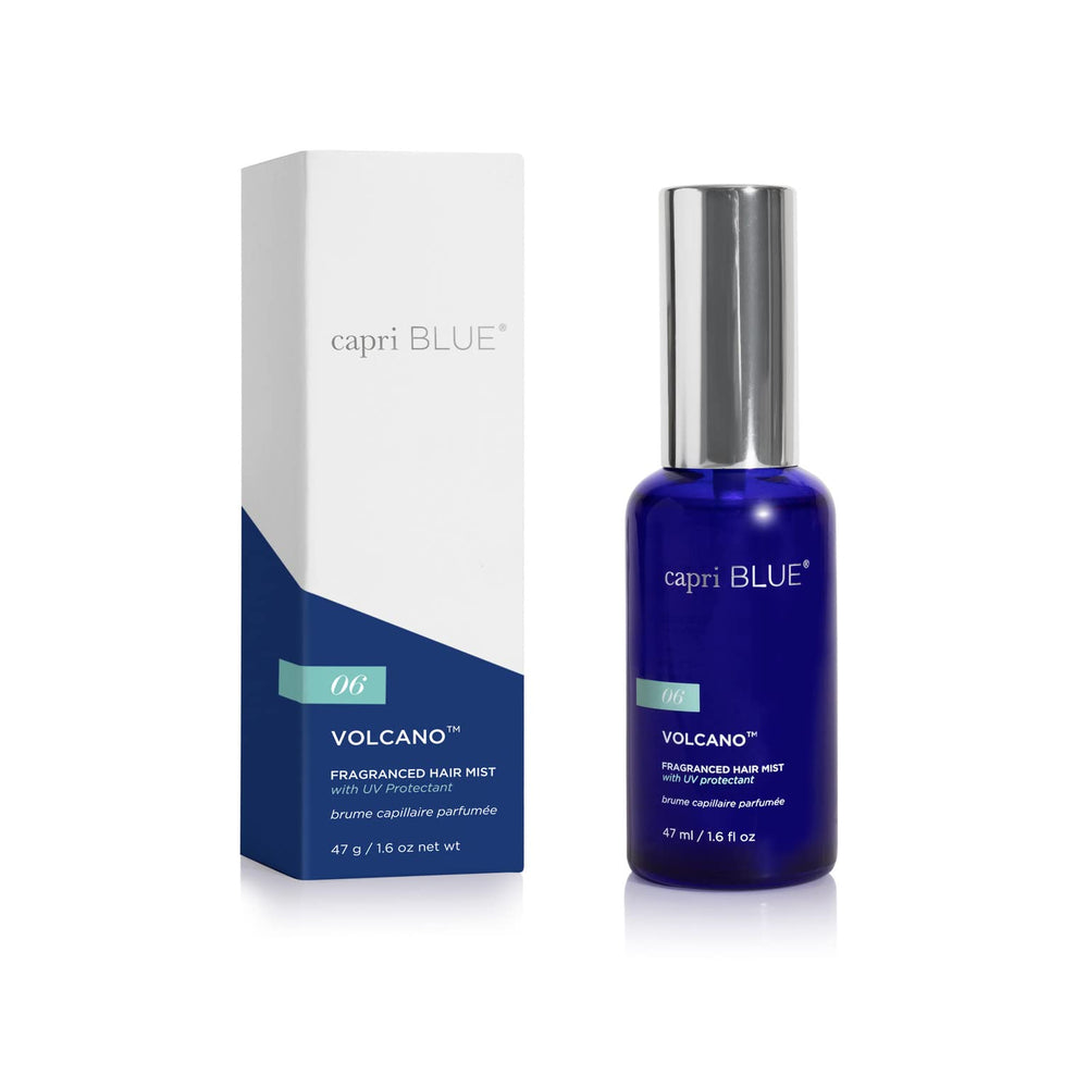 Capri Blue Volcano Hair Mist bottle showing tropical fragrance for refreshed look and shine