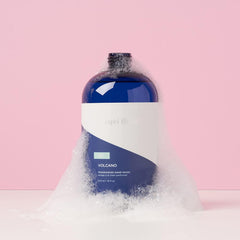 Capri Blue Volcano pump close-up, convenient one-hand dispensing shown.