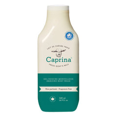Caprina Amazing Body Wash fragrance-free bottle, ideal for gentle cleansing of sensitive skin