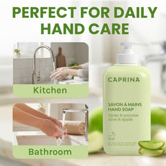 Caprina Eco-packaging biodegradable-label emphasizes environmentally friendly cleansing choice.