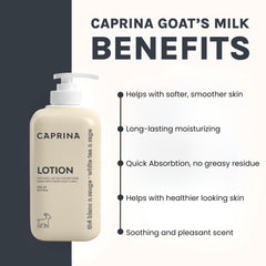 Caprina White Tea Sage label indicating Canadian-made goat milk
