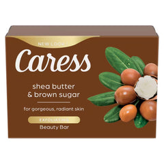Caress Shea Butter Brown Sugar Beauty Bar packaging image communicates premium design