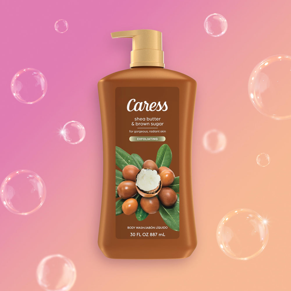 Caress Shea Butter and Brown Sugar swirl highlights creamy texture.