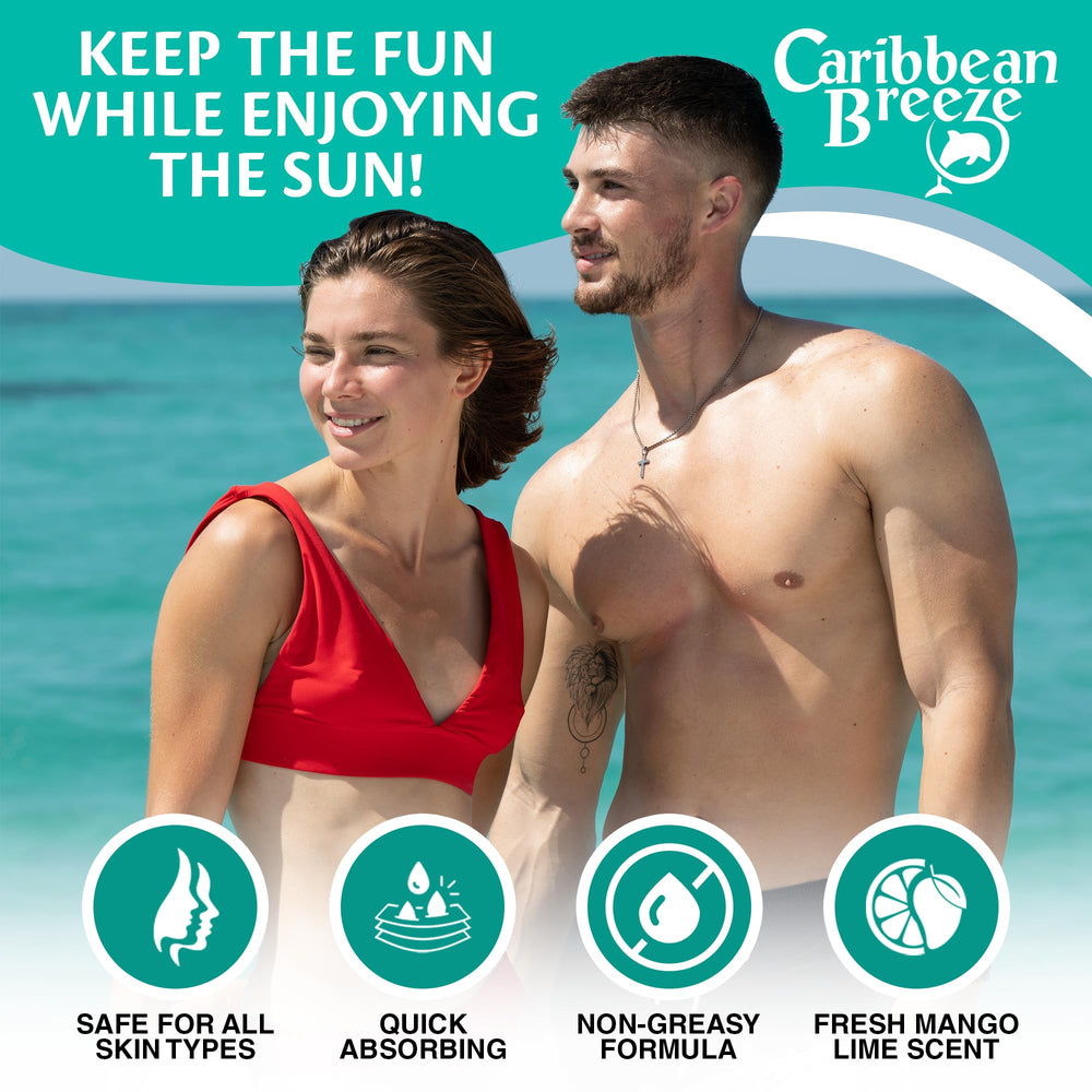 Caribbean Breeze antioxidant-rich sunscreen lotion protects skin under strong sun exposure