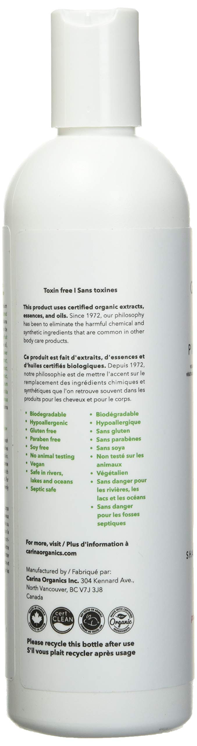 Carina Organics Pink Grapefruit body wash pump for easy dispensing.