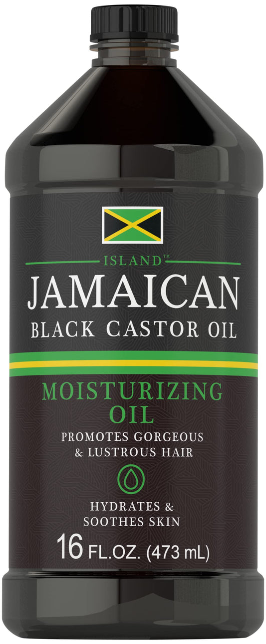 Carlyle Jamaican Black Castor Oil bottle showcases pure conditioning for hair and skin.
