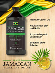 Carlyle Jamaican Black Castor Oil 16oz ingredients image highlights plant-based source.