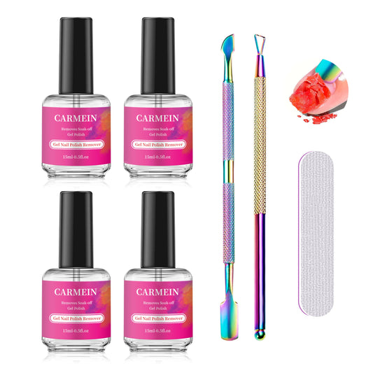 CARMEIN professional gel nail remover bottle ready for efficient polish removal