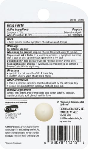 Pack of 10 Carmex Classic Lip Balm tubes displayed.
