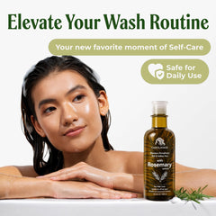Carolayage Rosemary Shampoo scalp application scene illustrating potential revitalization