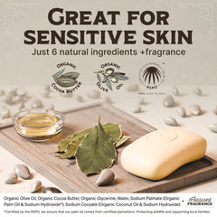 Bay Rum Bar closeup highlights natural ingredients delivering gentle hydration