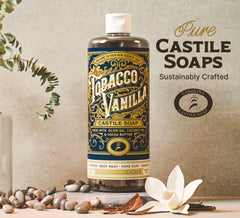 Carolina Castile Tobacco Vanilla hand soap scenario demonstrates daily cleansing.