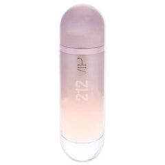 Carolina Herrera 212 VIP Rose bottle with cap, emphasizing peach blossom notes for a bright mood.