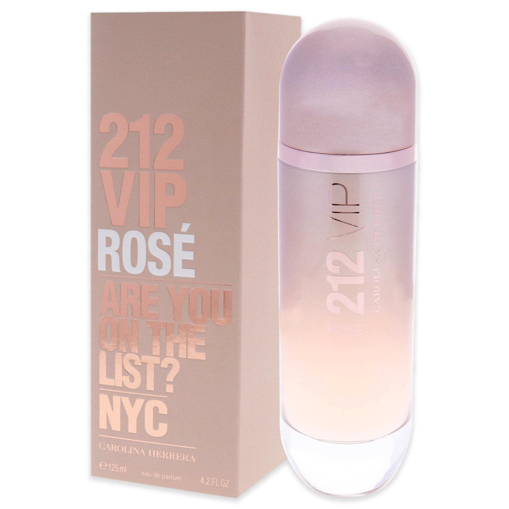 Carolina Herrera 212 VIP Rose EDP bottle in fashion-forward display.
