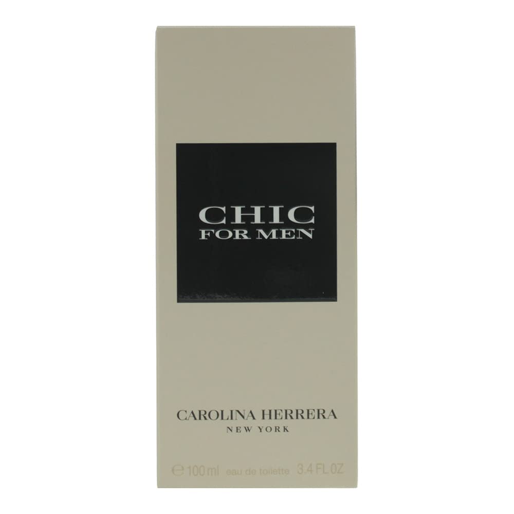 Carolina Herrera CHIC for Men packaging with red accents communicates sophistication and premium feel.
