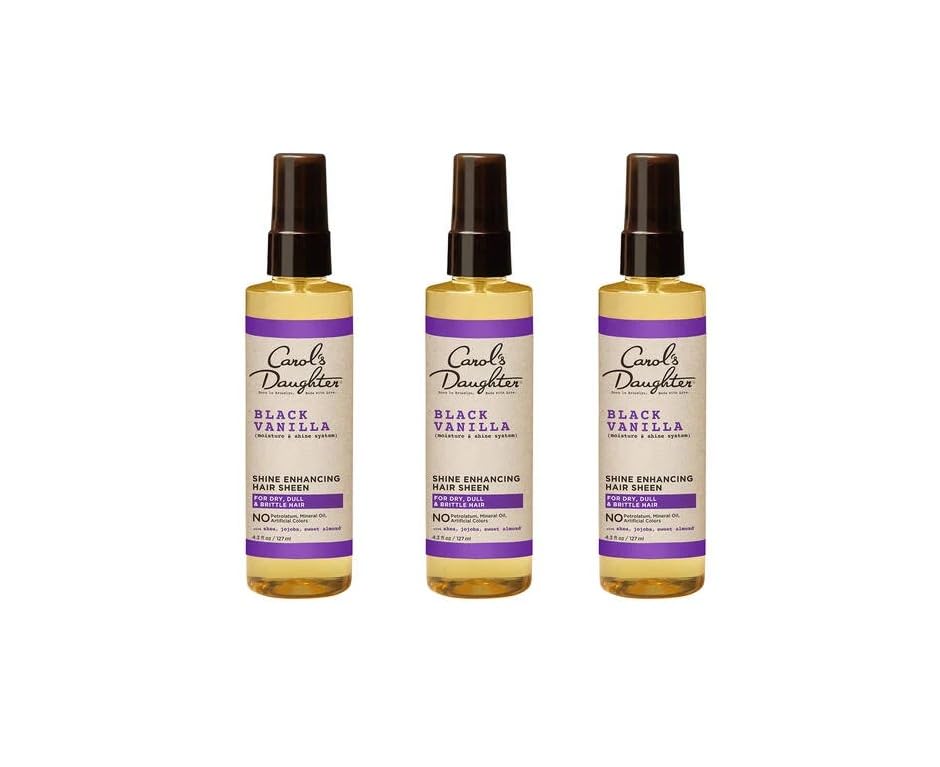 Carol's Daughter Black Vanilla Hair Sheen bottle delivering instant shine and moisture