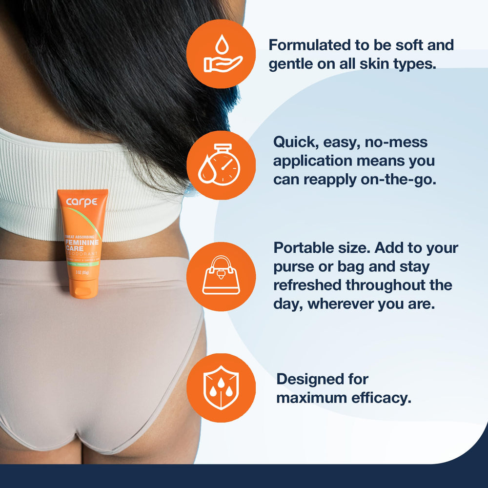 Carpe Feminine Care gynecologist-tested label visible on the product packaging.