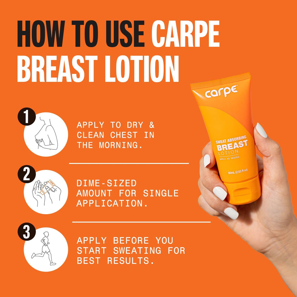 Carpe No-Sweat Breast silica-microspheres: micro-particles absorb moisture for a fresh feel.