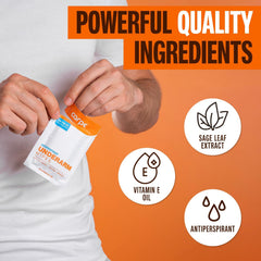 Close-up of sage leaf extract and vitamin E in Carpe formula.