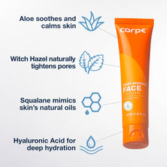 Applying Carpe Sweat Absorbing Face Lotion on the face for a balanced matte look.